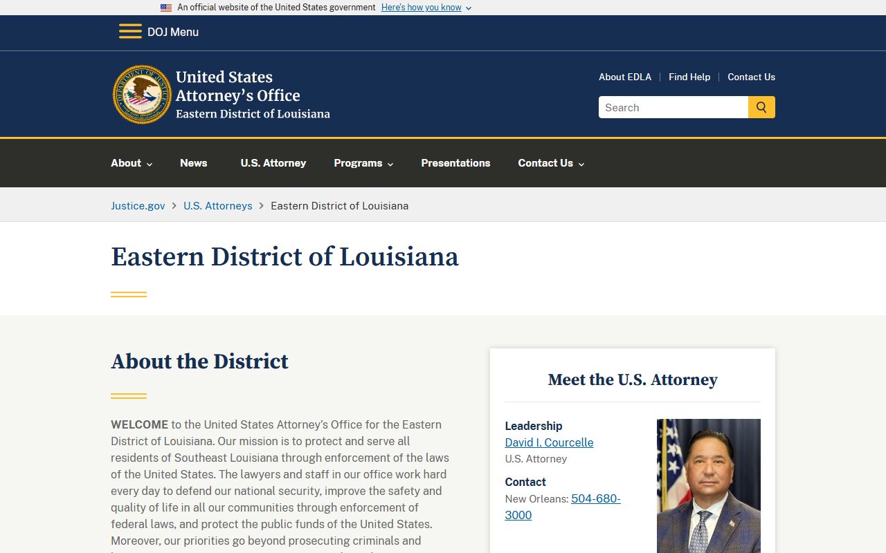 St. Helena Parish court dockets U.S. Attorney Eastern District of Louisiana