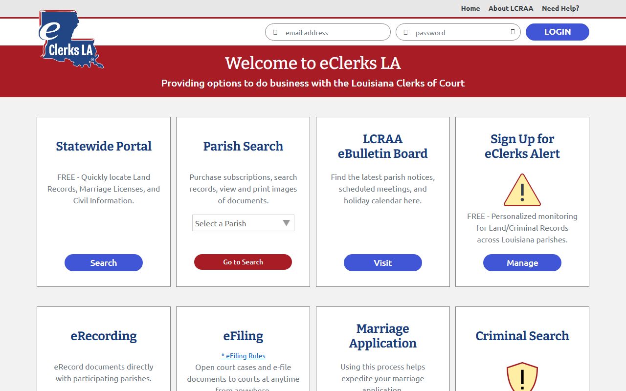 St. Helena Parish court records eClerks eVault Louisiana portal