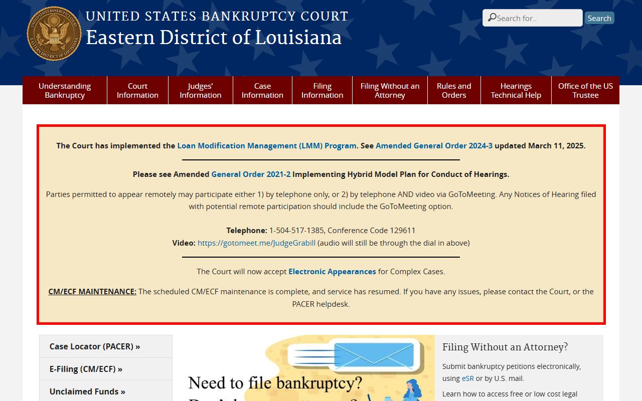 St. Helena Parish court records U.S. Bankruptcy Court Eastern District of Louisiana