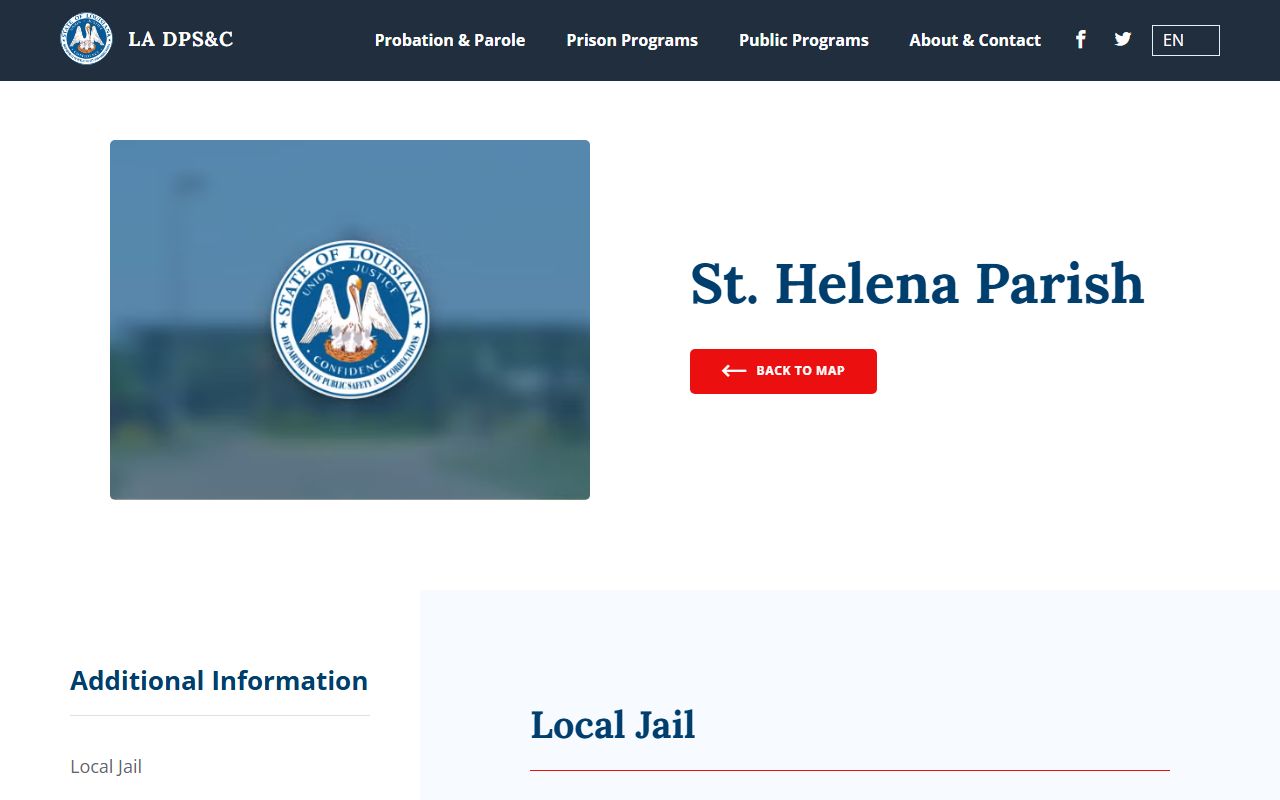 St. Helena Parish inmate records DPSC local location page