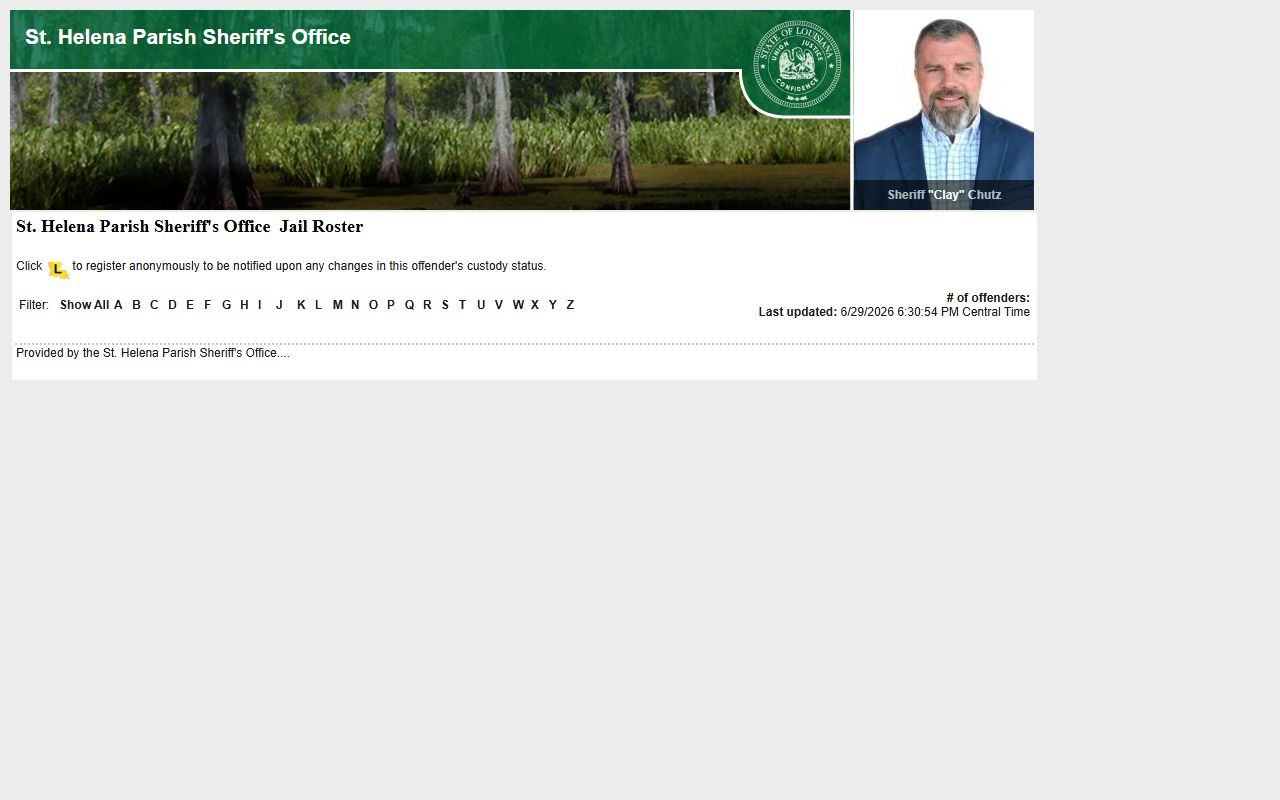 St. Helena Parish inmate records LAVNS jail roster