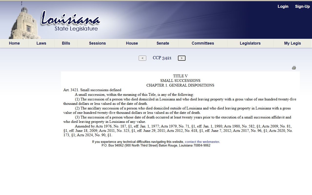 St. Helena Parish probate records Louisiana small succession law