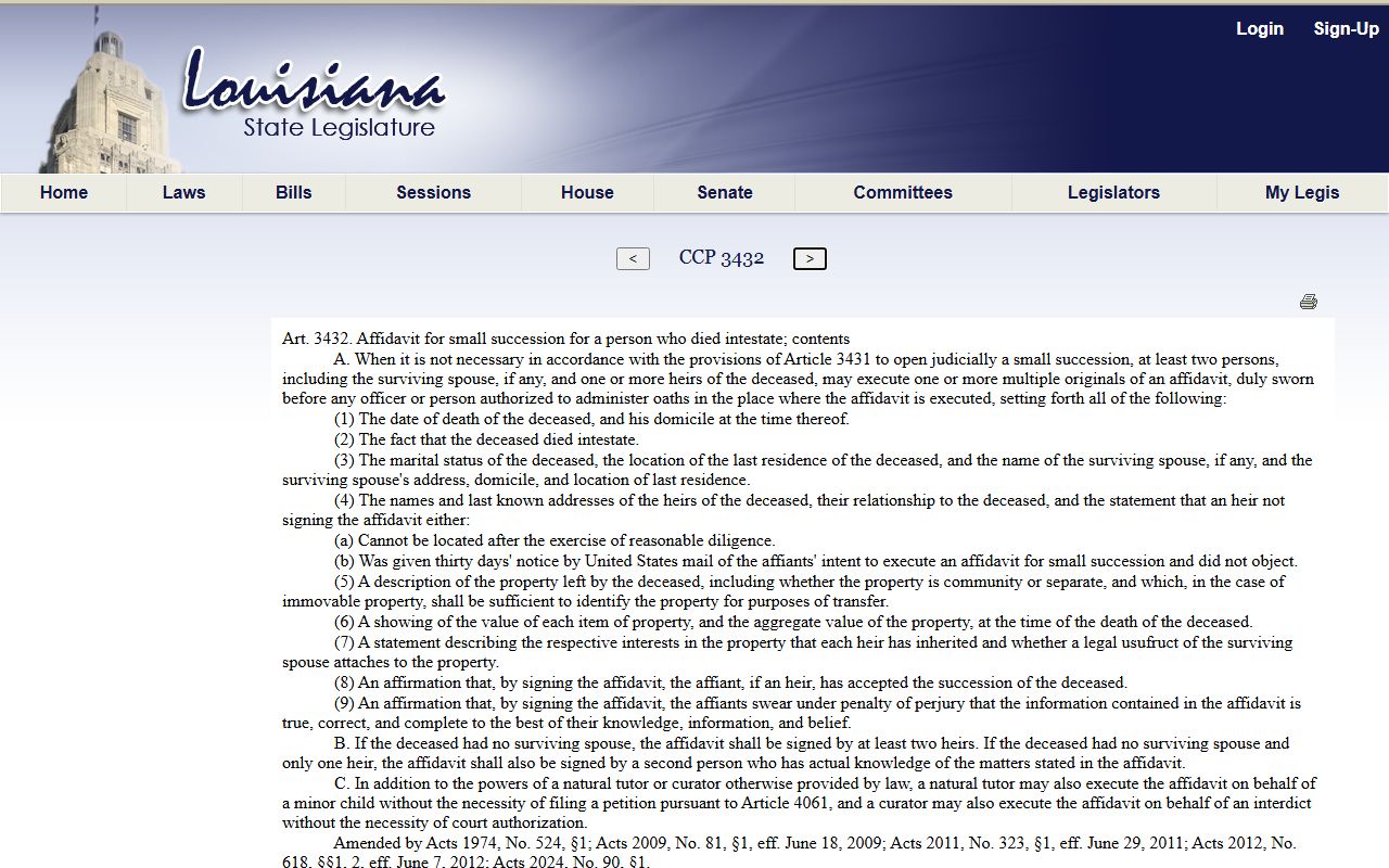 St. Helena Parish probate records intestate small succession affidavit